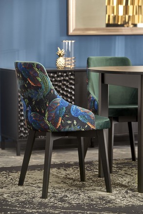 Moderní jídelní stůl Halmar RINGO barva deska černá, nohy - černá (102-142x102x76 cm) (2p=1szt) (2 Karton) (9)