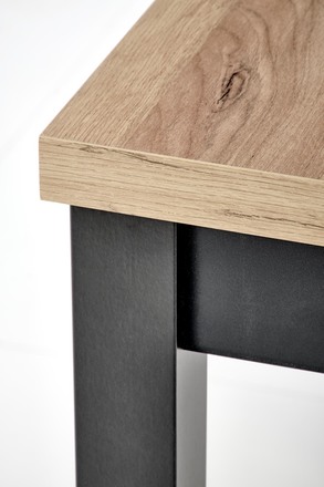 Moderní jídelní stůl Halmar TIAGO obdelník rozkládací 90-125/90 deska: dub, nohy: černá (2p=1szt) (2 Karton) (14)