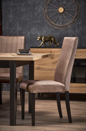 Moderní jídelní stůl Halmar TIAGO obdelník rozkládací 90-125/90 deska: dub, nohy: černá (2p=1szt) (2 Karton) (8)