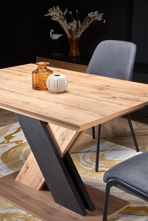 Moderní jídelní stůl Halmar XARELTO rozkládací dub wotan - černá (1p=1szt) (11)