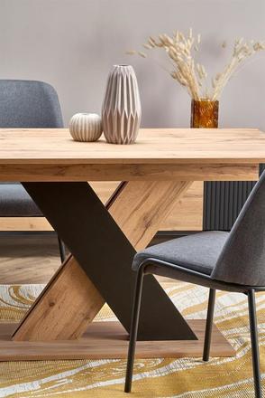 Moderní jídelní stůl Halmar XARELTO rozkládací dub wotan - černá (1p=1szt) (12)