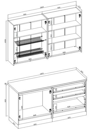 Kuchyňská linka Halmar IDEA 180 korpus: antracit, přední barva: dub (8 karton) (1)
