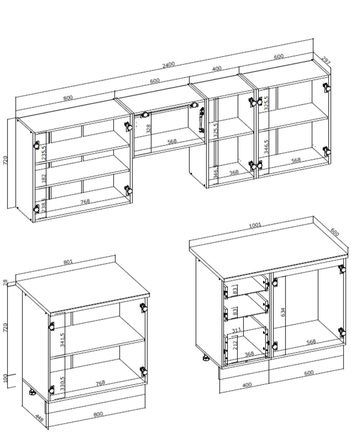 Kuchyňská linka Halmar VIKTORIA 240 korpus: bílá, přední barva: námořnická / bílá (11 karton) (2)