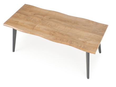 Dřevěný jídelní stůl Halmar DICKSON 2  rozkládací 150-210/90 cm, deska - přírodní, nohy - černá (2p=1szt) (2 Karton) (7)
