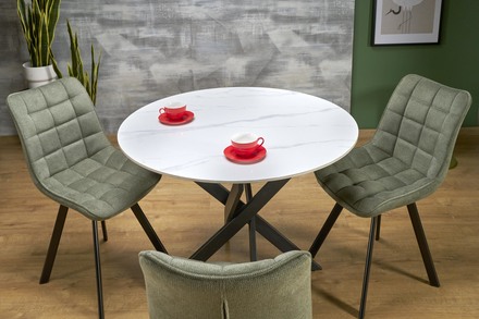 Moderní jídelní stůl Halmar EDGAR 2 kulatý, deska - bílá mramor, nohy - černá (2p=1szt) (2 Karton) (5)