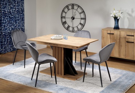 Moderní jídelní stůl Halmar FABIANO rozkládací 135-175/85 cm dub wotan/černá (1p=1szt)