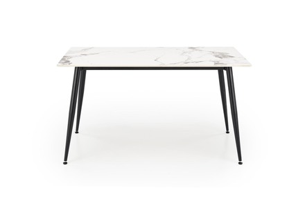 Moderní jídelní stůl Halmar EMILIO 140 deska - bílá mramor, nohy - černá (2 Karton)