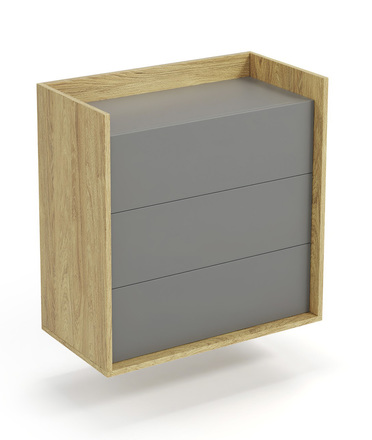 Komoda Halmar MOBIUS komoda 3S korpus: přírodní hickory, přední barva - šedá (1p=2szt) (2 Karton)