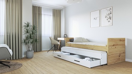 Manželská postel Halmar VERSO F/1S (modul) - postel, dub artisan (3p=1szt) (3 karton) (2)