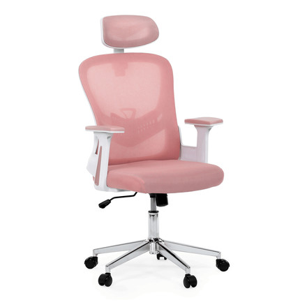 Kancelářská židle Autronic Kancelářská židle, růžová síťovina, bílý plast, kolečka na tvrdé podlahy, 2D područky (KA-K2031 PINK) (12)