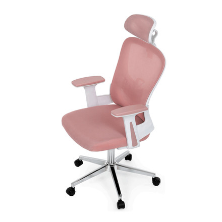 Kancelářská židle Autronic Kancelářská židle, růžová síťovina, bílý plast, kolečka na tvrdé podlahy, 2D područky (KA-K2031 PINK) (15)