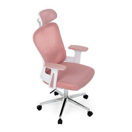 Kancelářská židle Autronic Kancelářská židle, růžová síťovina, bílý plast, kolečka na tvrdé podlahy, 2D područky (KA-K2031 PINK) (23)