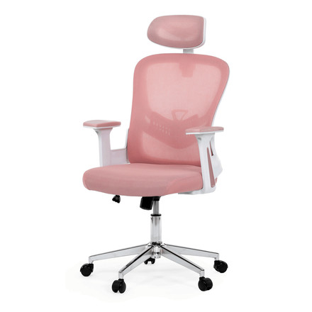 Kancelářská židle Autronic Kancelářská židle, růžová síťovina, bílý plast, kolečka na tvrdé podlahy, 2D područky (KA-K2031 PINK) (2)