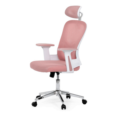 Kancelářská židle Autronic Kancelářská židle, růžová síťovina, bílý plast, kolečka na tvrdé podlahy, 2D područky (KA-K2031 PINK) (3)