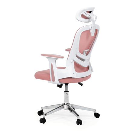 Kancelářská židle Autronic Kancelářská židle, růžová síťovina, bílý plast, kolečka na tvrdé podlahy, 2D područky (KA-K2031 PINK) (5)