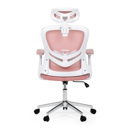 Kancelářská židle Autronic Kancelářská židle, růžová síťovina, bílý plast, kolečka na tvrdé podlahy, 2D područky (KA-K2031 PINK) (7)