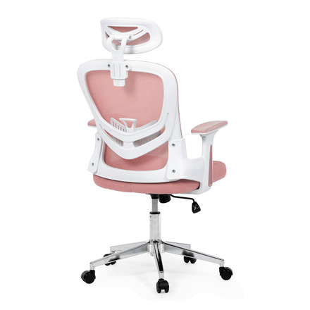 Kancelářská židle Autronic Kancelářská židle, růžová síťovina, bílý plast, kolečka na tvrdé podlahy, 2D područky (KA-K2031 PINK) (8)