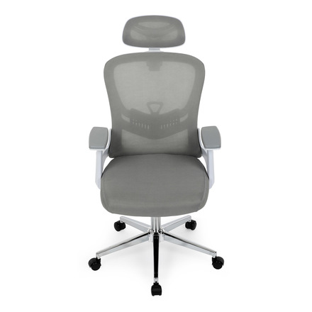 Kancelářská židle Autronic Kancelářská židle, šedá síťovina, bílý plast, kolečka na tvrdé podlahy, 2D područky (KA-K2031 GREY) (13)