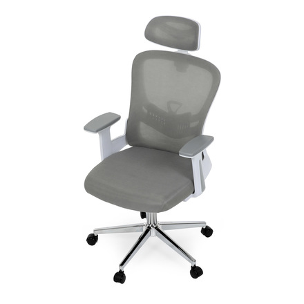 Kancelářská židle Autronic Kancelářská židle, šedá síťovina, bílý plast, kolečka na tvrdé podlahy, 2D područky (KA-K2031 GREY) (14)