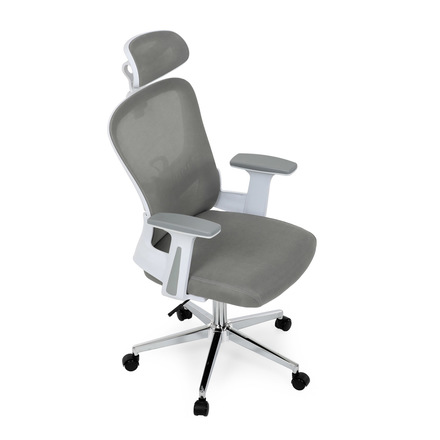 Kancelářská židle Autronic Kancelářská židle, šedá síťovina, bílý plast, kolečka na tvrdé podlahy, 2D područky (KA-K2031 GREY) (23)