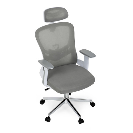 Kancelářská židle Autronic Kancelářská židle, šedá síťovina, bílý plast, kolečka na tvrdé podlahy, 2D područky (KA-K2031 GREY) (24)