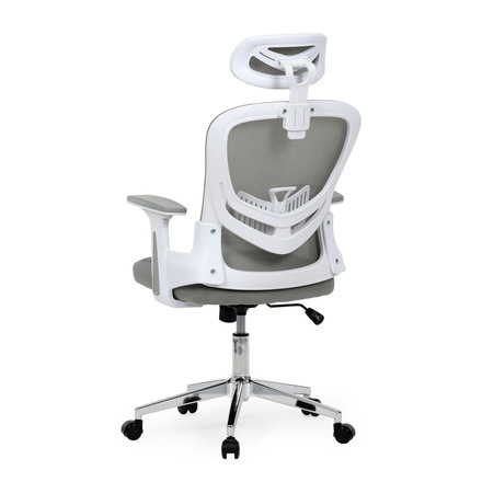 Kancelářská židle Autronic Kancelářská židle, šedá síťovina, bílý plast, kolečka na tvrdé podlahy, 2D područky (KA-K2031 GREY) (6)
