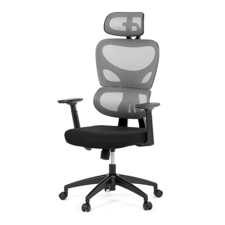 Kancelářská židle Autronic Kancelářská židle, šedá síťovina, černý plast, kolečka na tvrdé podlahy (KA-K2080 GREY)