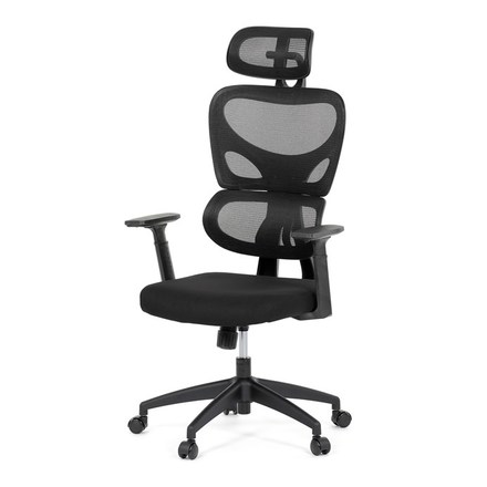 Kancelářská židle Autronic Kancelářská židle, černá síťovina, černý plast, kolečka na tvrdé podlahy (KA-K2080 BK) (2)