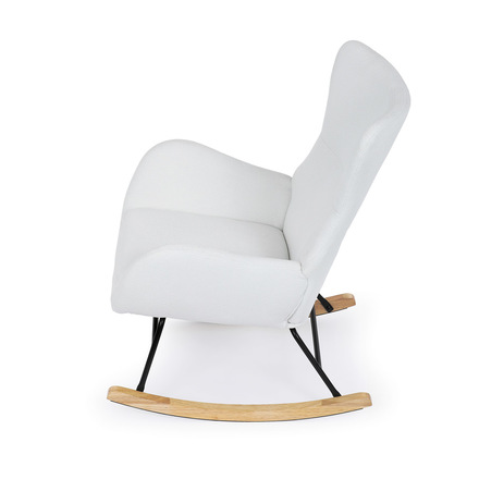 Houpací křeslo Autronic Křeslo houpací, potah bílá látka, dřevěné nohy, masiv kaučukovník (AK-376 WT2) (16)