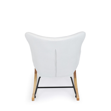 Houpací křeslo Autronic Křeslo houpací, potah bílá látka, dřevěné nohy, masiv kaučukovník (AK-376 WT2) (19)