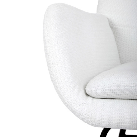 Houpací křeslo Autronic Křeslo houpací, potah bílá látka, dřevěné nohy, masiv kaučukovník (AK-376 WT2) (25)