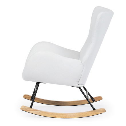 Houpací křeslo Autronic Křeslo houpací, potah bílá látka, dřevěné nohy, masiv kaučukovník (AK-376 WT2) (4)