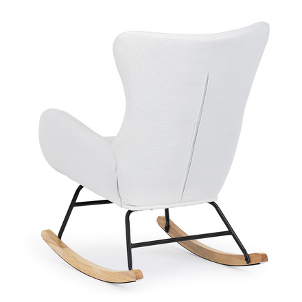 Houpací křeslo Autronic Křeslo houpací, potah bílá látka, dřevěné nohy, masiv kaučukovník (AK-376 WT2) (6)
