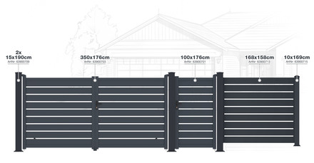 Brána G21 Reno 350x176 cm dvoukřídlá, antracitová (5)