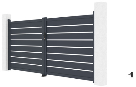 Brána G21 Reno 350x158 cm dvoukřídlá, antracitová (1)