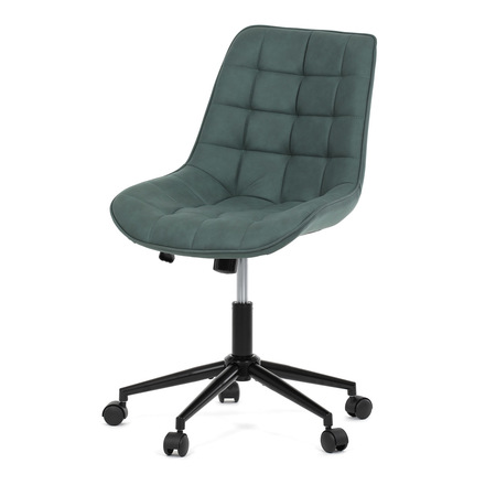 Kancelářská židle Autronic zelená látka v dekoru broušené kůže, černý kovový kříž (KA-V3120 GRN3) (2)