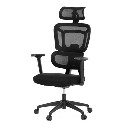 Kancelářská židle Autronic černá síťovina, posuvný opěrák, plastový kříž, kolečka na tvrdé podlahy, 4D područky (KA-Y358 BK)