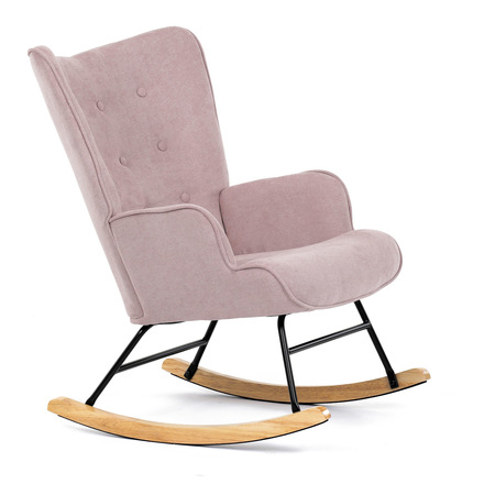 Houpací křeslo Autronic potah růžová látka, dřevěné nohy, masiv kaučukovník (AK-371 PINK2) (11)