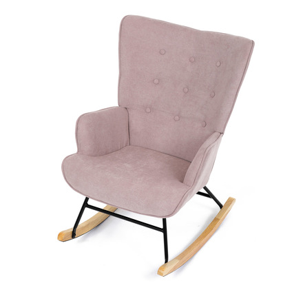 Houpací křeslo Autronic potah růžová látka, dřevěné nohy, masiv kaučukovník (AK-371 PINK2) (14)