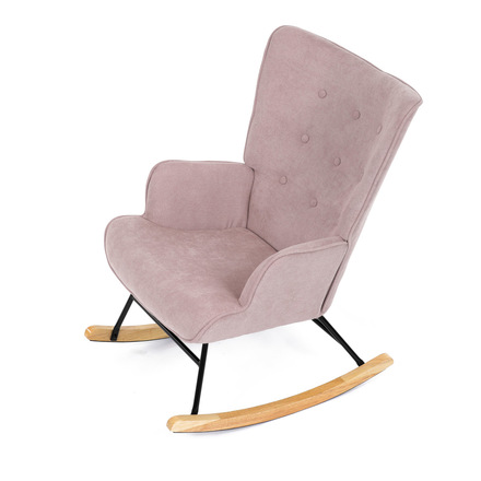 Houpací křeslo Autronic potah růžová látka, dřevěné nohy, masiv kaučukovník (AK-371 PINK2) (15)