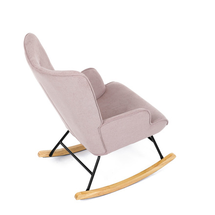 Houpací křeslo Autronic potah růžová látka, dřevěné nohy, masiv kaučukovník (AK-371 PINK2) (21)