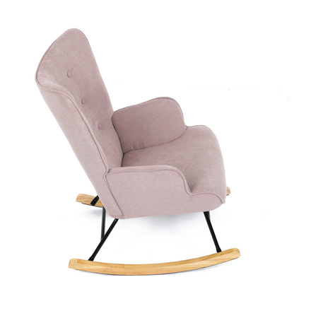 Houpací křeslo Autronic potah růžová látka, dřevěné nohy, masiv kaučukovník (AK-371 PINK2) (22)