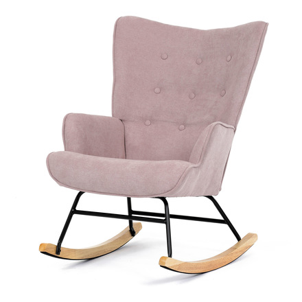 Houpací křeslo Autronic potah růžová látka, dřevěné nohy, masiv kaučukovník (AK-371 PINK2) (2)