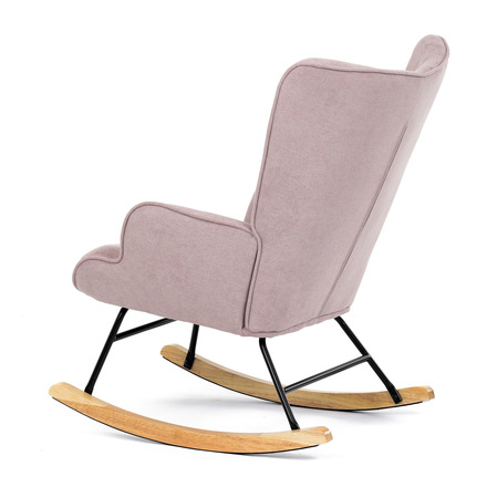 Houpací křeslo Autronic potah růžová látka, dřevěné nohy, masiv kaučukovník (AK-371 PINK2) (5)