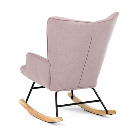 Houpací křeslo Autronic potah růžová látka, dřevěné nohy, masiv kaučukovník (AK-371 PINK2) (6)