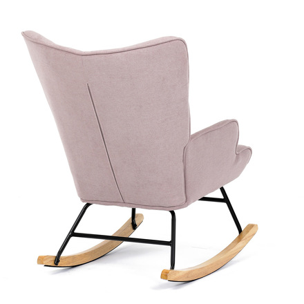Houpací křeslo Autronic potah růžová látka, dřevěné nohy, masiv kaučukovník (AK-371 PINK2) (8)