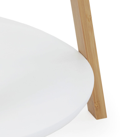 Věšák Autronic Věšák dřevěný stojanový, masiv bambus, bílá barva + přírodní odstín (DR-N1004 WT) (8)