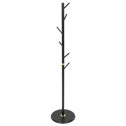 Věšák Autronic Věšák dřevěný stojanový, masiv bambus, černá + zlatá barva (DR-N1006 BK) (2)
