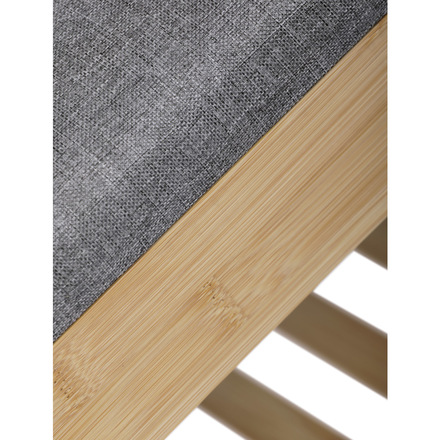 Botník / taburet Autronic Botník / taburet, police, masiv bambus, přírodní odstín, šedá látka (DR-N1016 GREY2) (10)