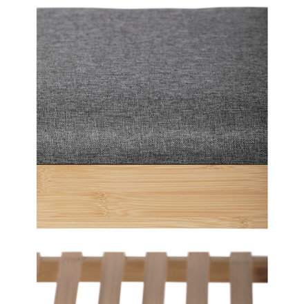 Botník / taburet Autronic Botník / taburet, police, masiv bambus, přírodní odstín, šedá látka (DR-N1016 GREY2) (11)